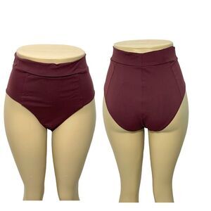 Vitamin A Womens Elena High Waisted Bikini Bottom Bathing Suit Swim Burgundy 14